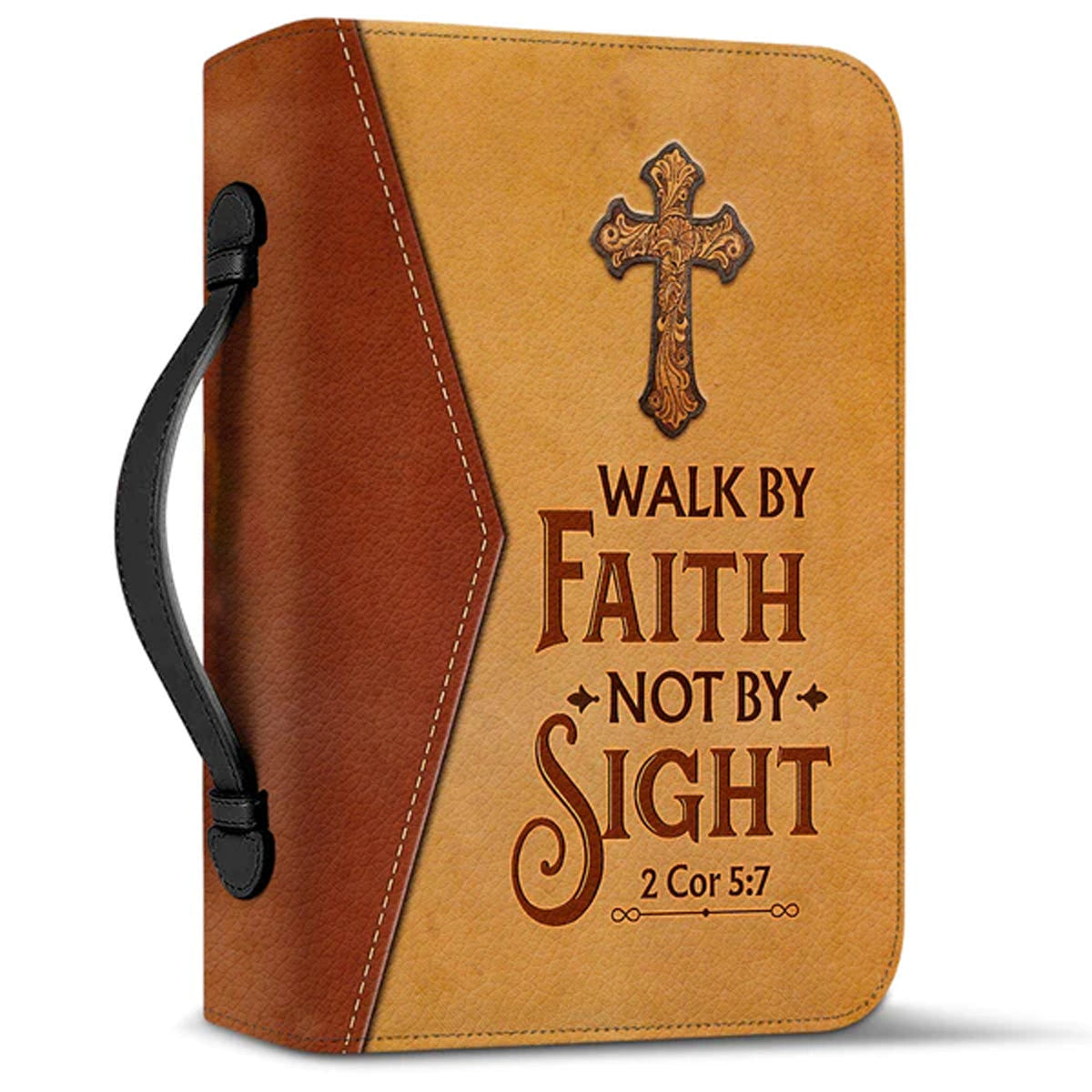 Christianart Bible Cover, Walk By Faith Not By Sight 2 Cor 5:7, Personalized Gifts for Pastor, Gifts For Women, Gifts For Men. - Christian Art Bag