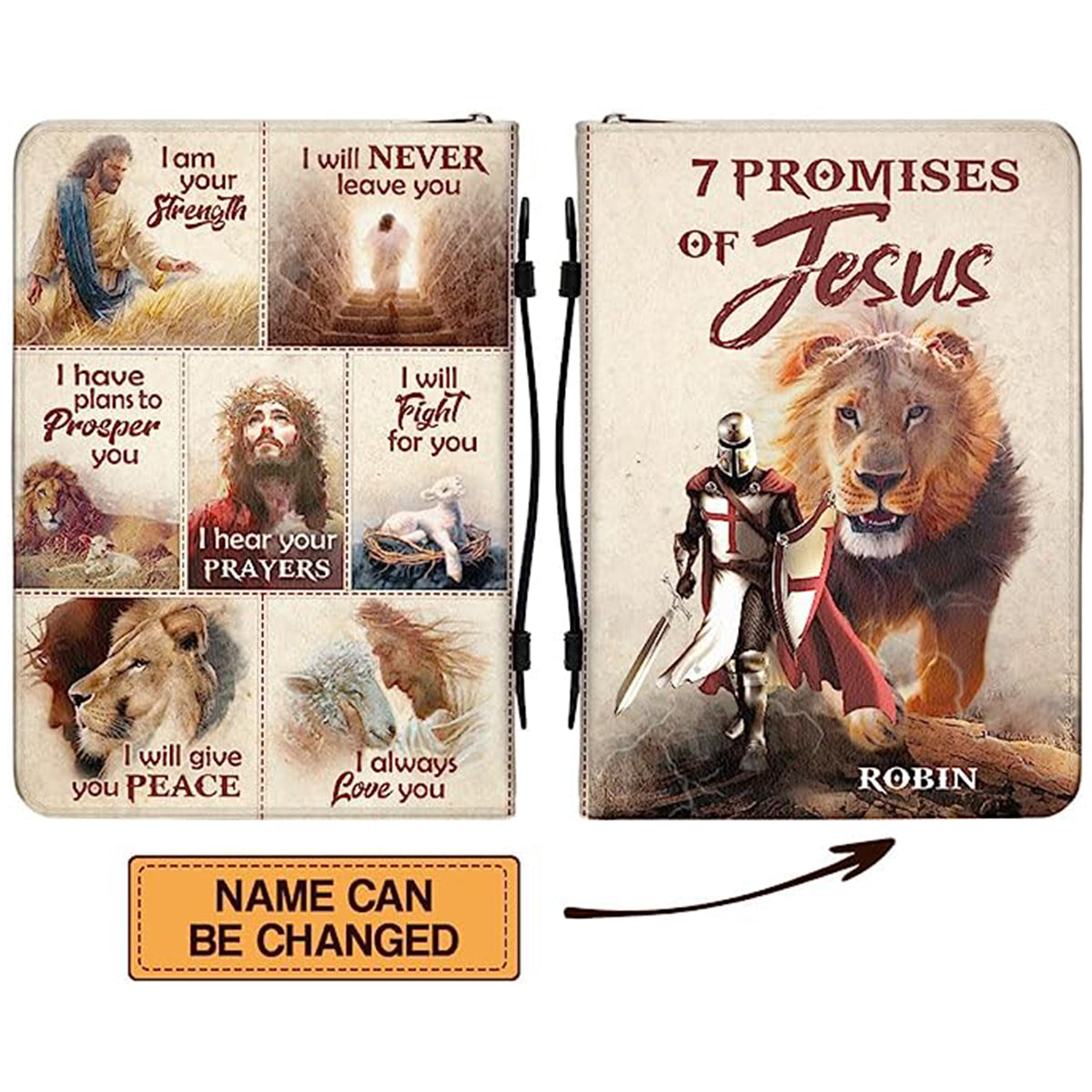Christianart Bible Cover, 7 Promises Of Jesus, lion and judah, Gifts For Women, Gifts For Men, Christmas Gift. - Christian Art Bag