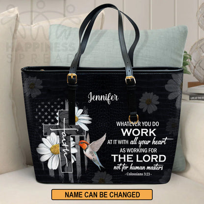Christianart Handbag, Personalized Hand Bag, Work At It With All Your Heart, Personalized Gifts, Gifts for Women. - Christian Art Bag