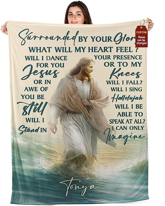 Christianart Blanket, Surrounded By Your Glory, Christian Blanket, Bible Verse Blanket, Christmas Gift. - Christian Art Bag