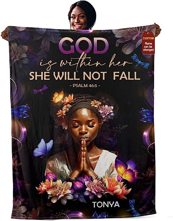 Christianart Blanket, God Is Within Her She Will Not Fall, Christian Blanket, Bible Verse Blanket, Christmas Gift. - Christian Art Bag