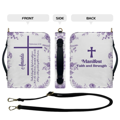 CHRISTIANARTBAG Bible Cover - Manifest Your Strength in Christ - Personalized Bible Cover, CABBBCV01112324.