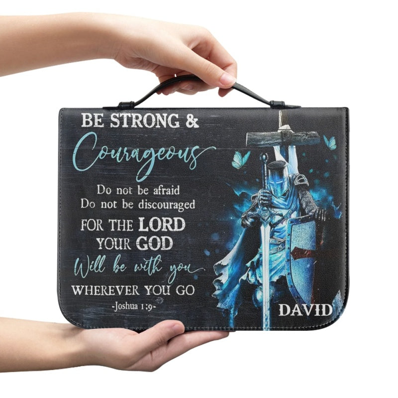 Christianartbag Bible Cover, Be Strong & Courageous Bible Cover, Personalized Bible Cover, Bible Cover For Men, Christian Gifts, CAB03060124. - Christian Art Bag