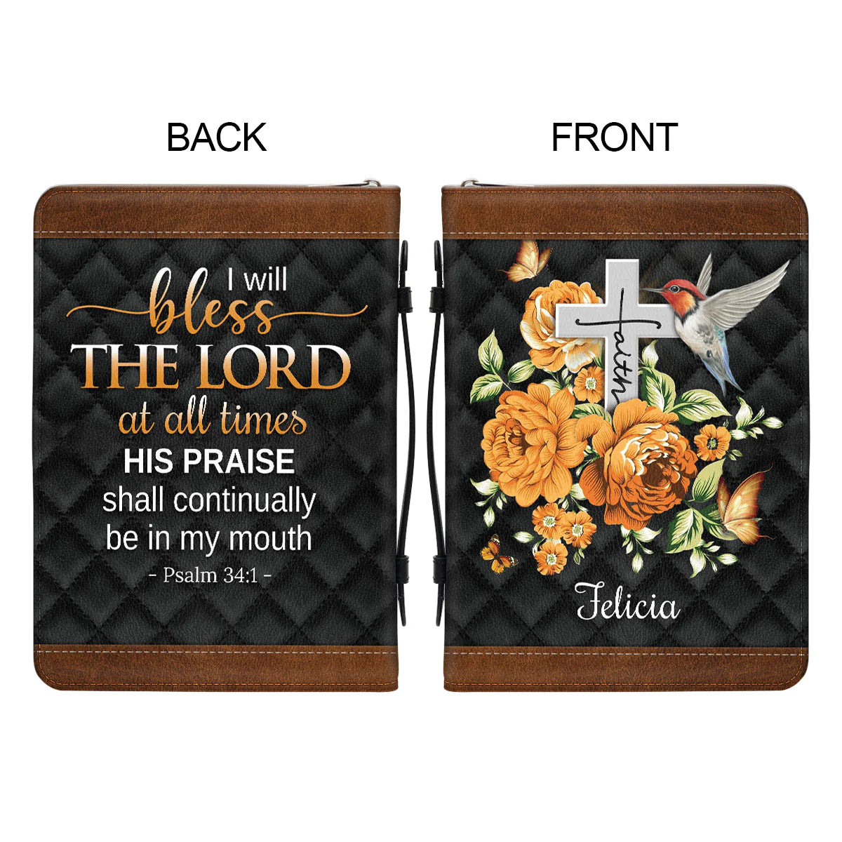 Christianart Bible Cover, I Will Bless The Lord At All Times, Personalized Gifts, Gifts For Women, Gifts For Men. - Christian Art Bag