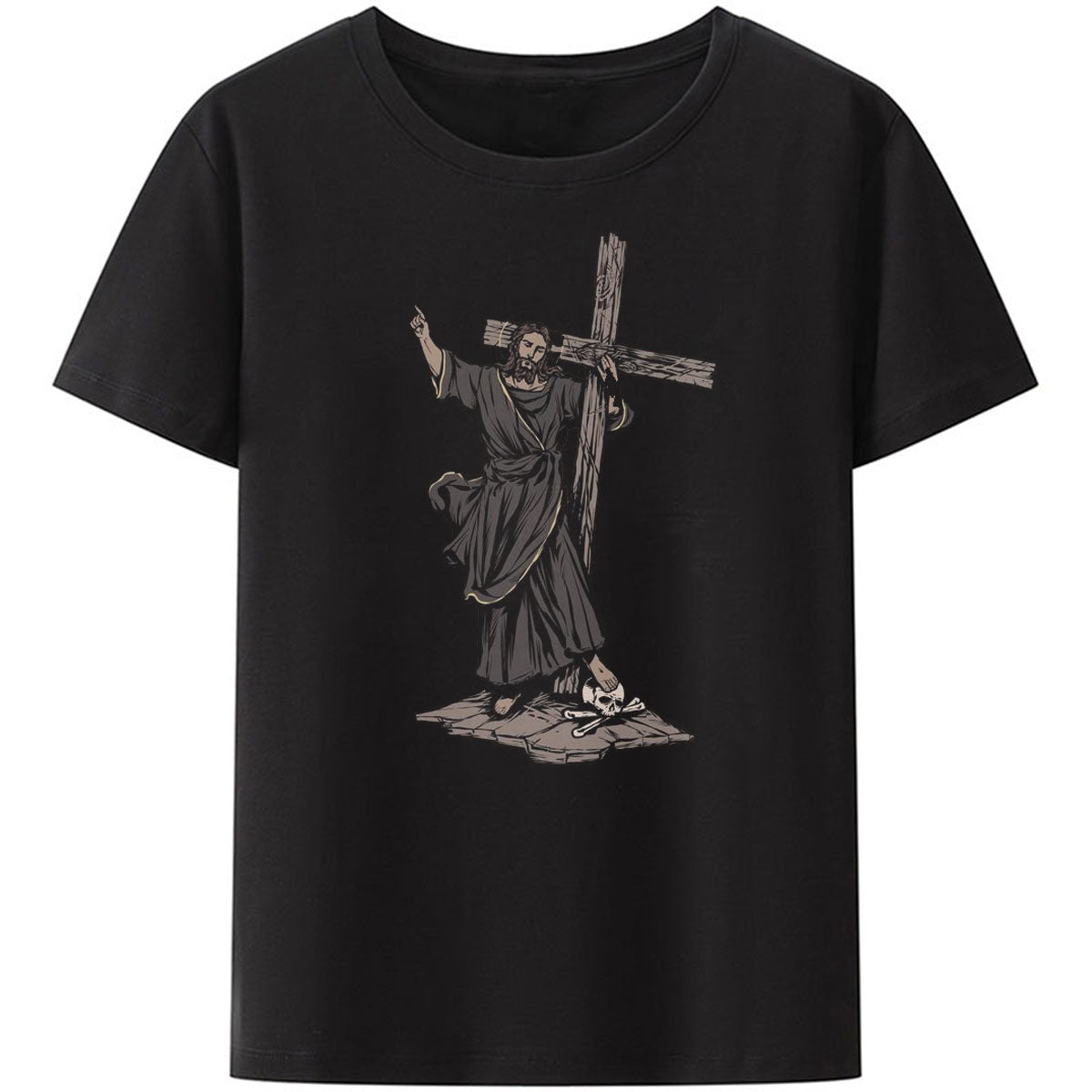 Christianartbag Funny T-Shirt, Christian Art Shirt, Christ Cross Skull T-Shirt, Christian humor, Funny religious shirts, Unisex T-shirt. - Christian Art Bag