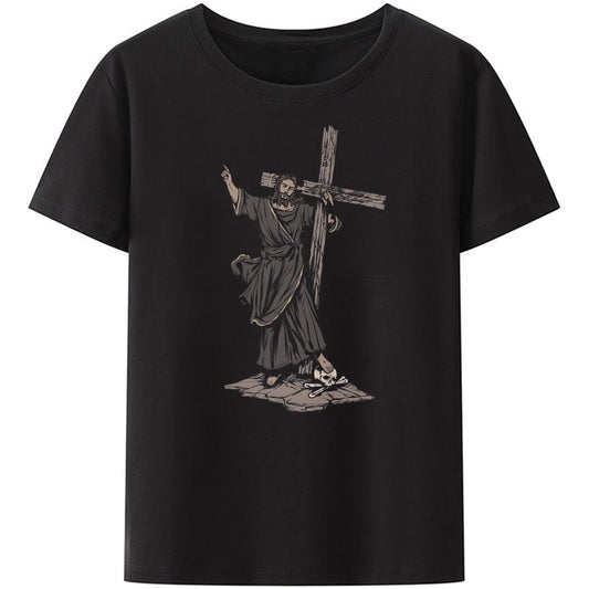 Christianartbag Funny T-Shirt, Christian Art Shirt, Christ Cross Skull T-Shirt, Christian humor, Funny religious shirts, Unisex T-shirt. - Christian Art Bag