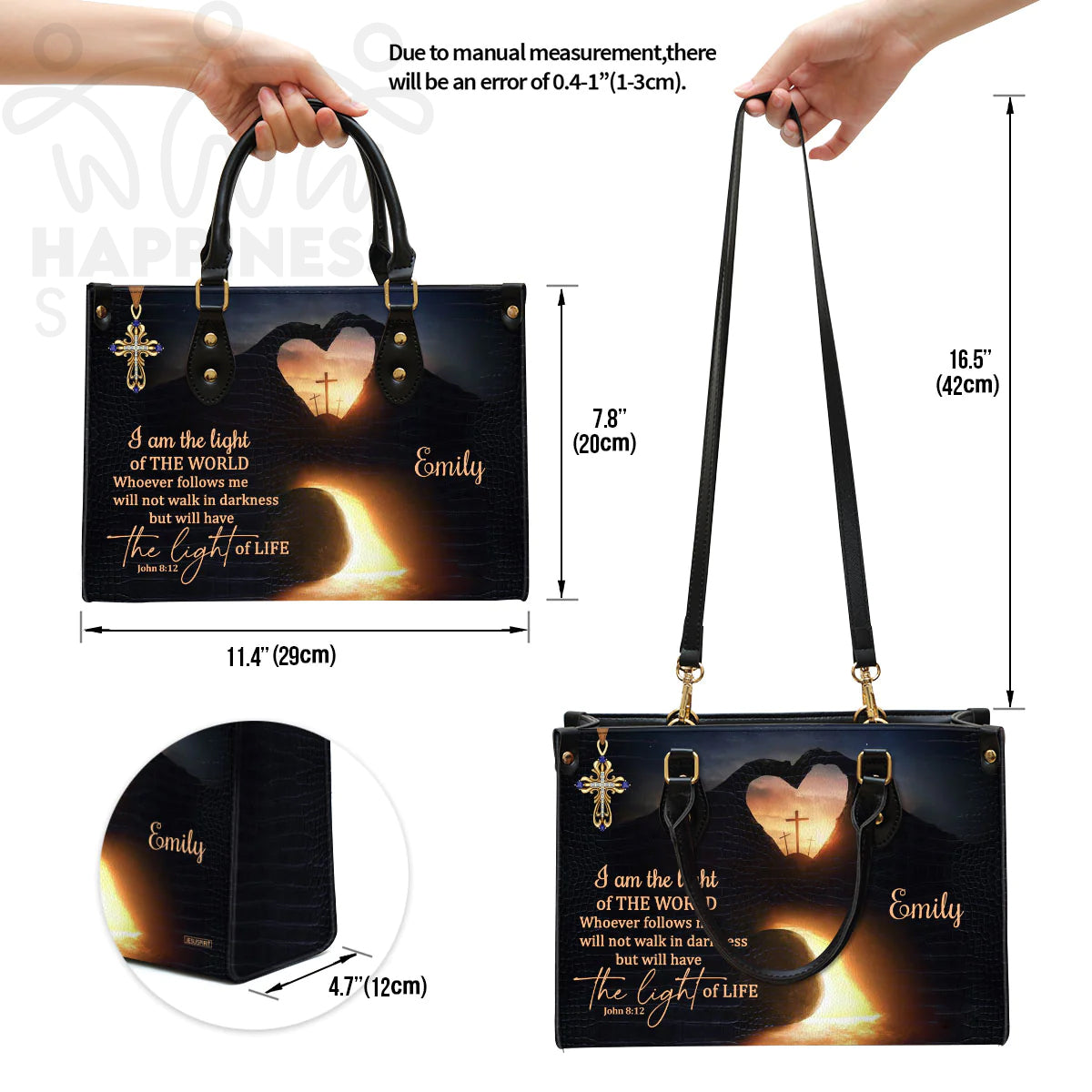 Christianart Handbag, Personalized Hand Bag, I Am The Light Of The World, Personalized Gifts, Gifts for Women. - Christian Art Bag