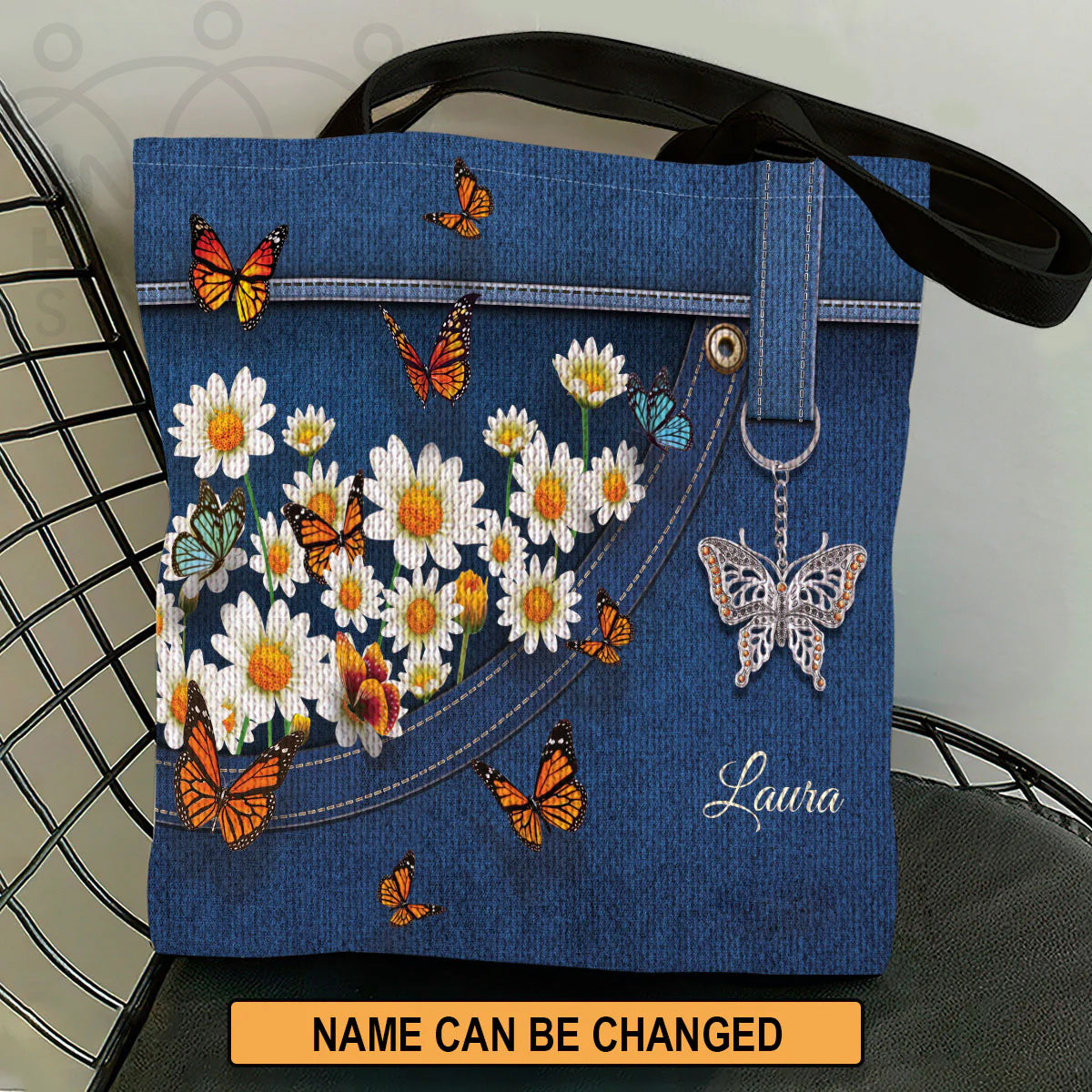 Christianart Handbag, Personalized Handbag, Daisy And Butterfly, Personalized Gifts, Gifts for Women. - Christian Art Bag