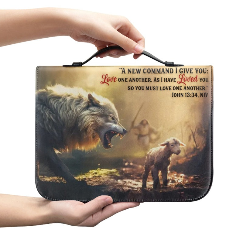 Christianartbag Bible Cover, Jesus Saves Sheep From Wolves Bible Cover, Personalized Bible Cover, Jesus Bible Cover, Christian Gifts, CAB05060124. - Christian Art Bag