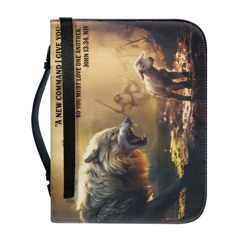 Christianartbag Bible Cover, Jesus Saves Sheep From Wolves Bible Cover, Personalized Bible Cover, Jesus Bible Cover, Christian Gifts, CAB05060124. - Christian Art Bag