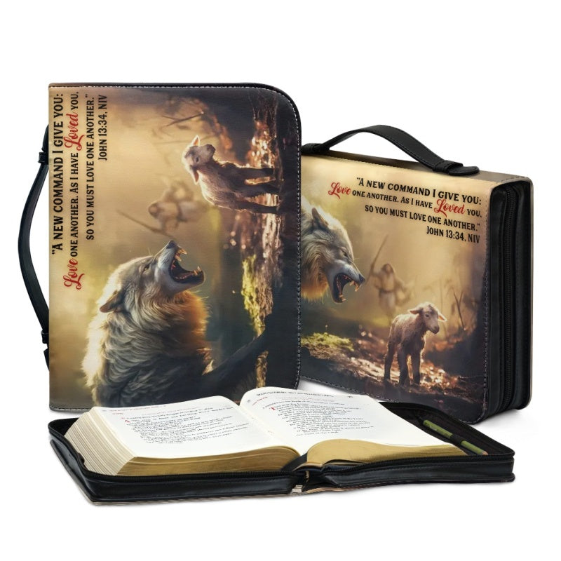 Christianartbag Bible Cover, Jesus Saves Sheep From Wolves Bible Cover, Personalized Bible Cover, Jesus Bible Cover, Christian Gifts, CAB05060124. - Christian Art Bag