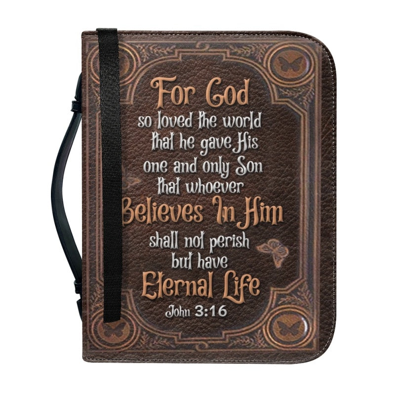 Christianartbag Bible Cover, For God So Loved John 3 16 Butterfly Leather Style Bible Cover, Personalized Bible Cover, Warrior Women Bible Cover, Christian Gifts, CAB01020124.. - Christian Art Bag