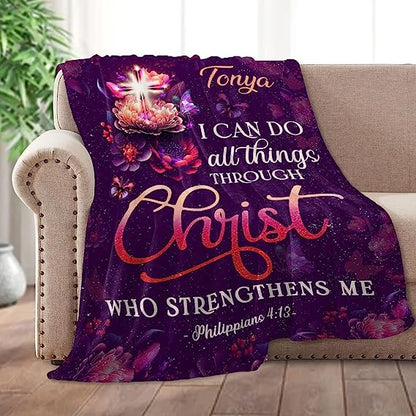 Christianart Blanket, I Can Do All Things Through Christ, Christian Blanket, Bible Verse Blanket, Christmas Gift. - Christian Art Bag