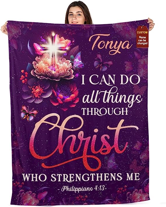 Christianart Blanket, I Can Do All Things Through Christ, Christian Blanket, Bible Verse Blanket, Christmas Gift. - Christian Art Bag