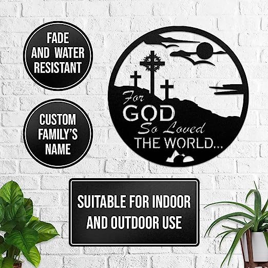 Christianartbag Metal Signs, For God So Loved The World, Christian Wall Art With Religious Scripture, Appreciation Gifts For Family - Christian Art Bag