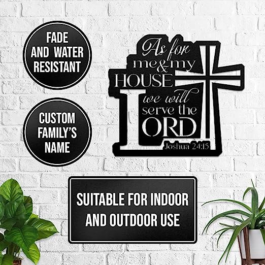 Christianartbag Metal Signs, As For Me & My House Joshua 24:15, Christian Wall Art With Religious Scripture, Appreciation Gifts For Family - Christian Art Bag