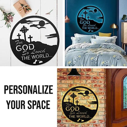 Christianartbag Metal Signs, For God So Loved The World, Christian Wall Art With Religious Scripture, Appreciation Gifts For Family - Christian Art Bag