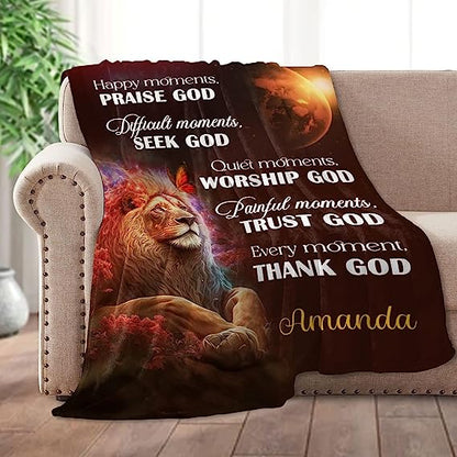 Christianart Blanket, Happy Moments Praise God, Christian Blanket, Bible Verse Blanket, Christmas Gift. - Christian Art Bag