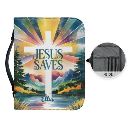 Christianart Bible Cover - Jesus Saves - Let Go And Let GOD - Personalized Bible Cover - Christmas Bible Cover - CABBBCV03261024