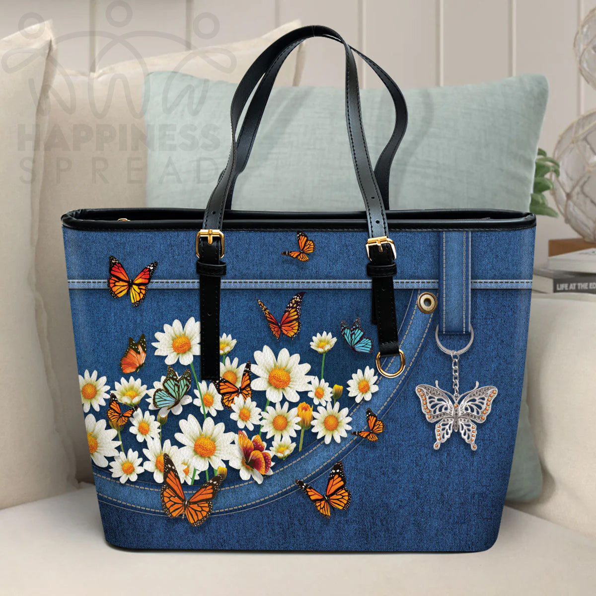 Christianart Handbag, Personalized Handbag, Daisy And Butterfly, Personalized Gifts, Gifts for Women. - Christian Art Bag