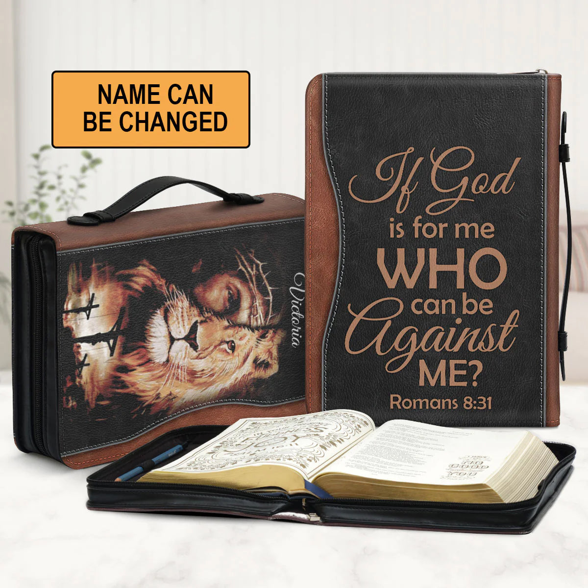 Christianart Bible Cover, If God Is For Me Who Can Be Against Me, Personalized Gifts for Pastor, Gifts For Women, Gifts For Men. - Christian Art Bag