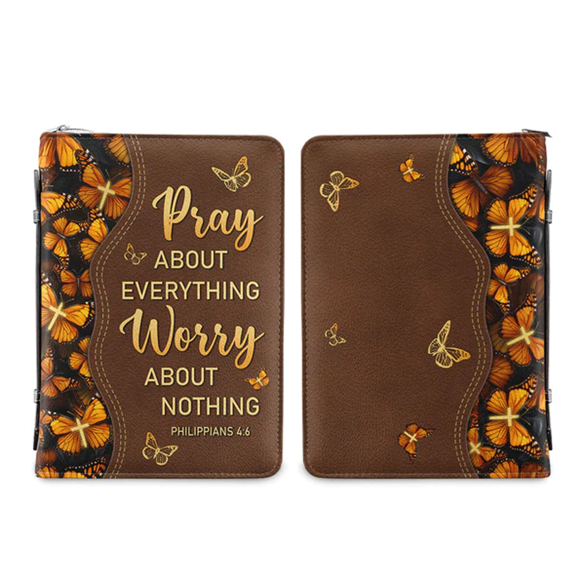 Christianart Bible Cover, Pray About Everything Worry About Nothing Philippians 4:6 Butterfly, Gifts For Women, Gifts For Men, Christmas Gift. - Christian Art Bag