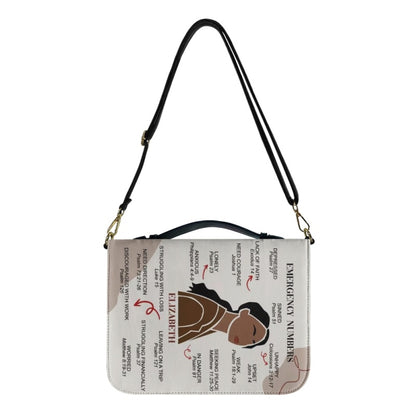 CHRISTIANARTBAG Bible Cover – "Emergency Numbers" Scripture Guide Design with Customizable Name, Skin Tone, and Hair Color | Spiritual Comfort and Guidance for Life's Challenges - CAB0130924