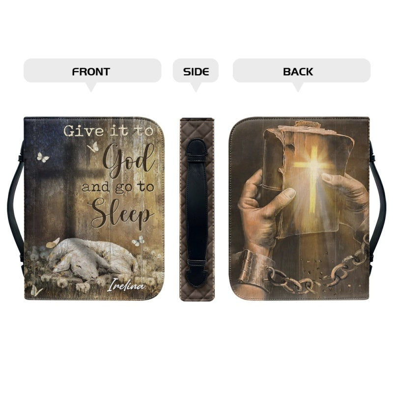 Christianartbag Bible Cover, Give It To GOD And Go To Sleep Bible Cover, Personalized Bible Cover, Sheep Bible Cover, Christian Gifts, CAB006210224.