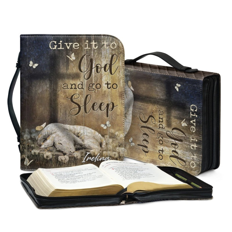 Christianartbag Bible Cover, Give It To GOD And Go To Sleep Bible Cover, Personalized Bible Cover, Sheep Bible Cover, Christian Gifts, CAB006210224.