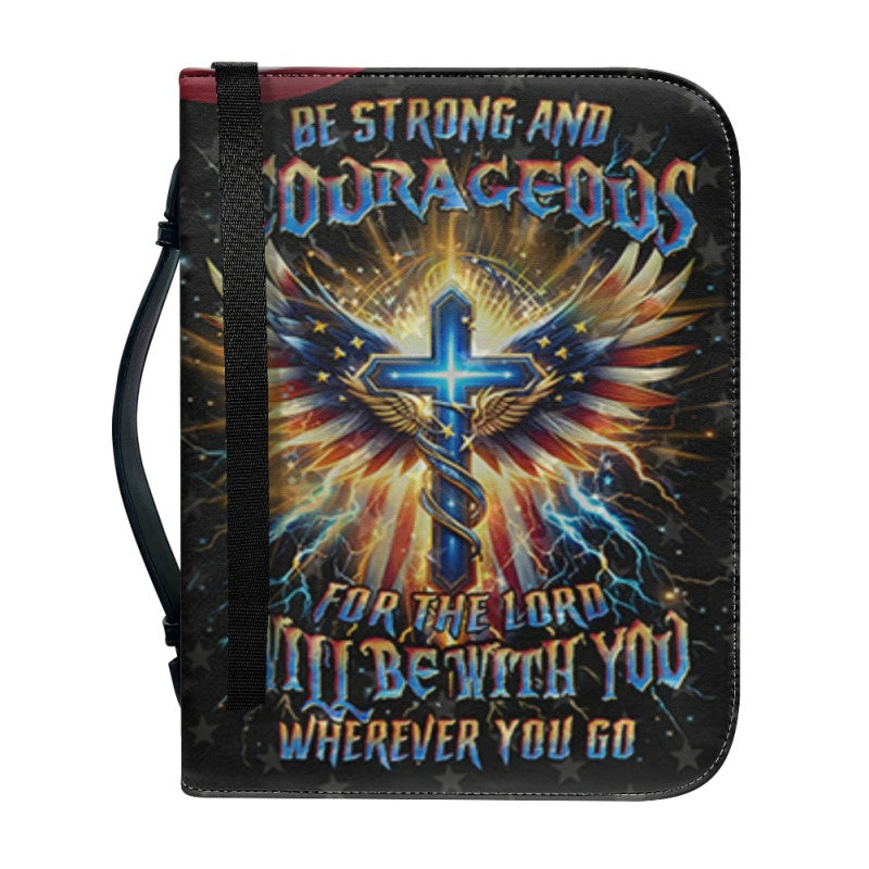 Christianartbag Bible Cover, Be Strong And Courageous Bible Cover, Personalized Bible Cover, Cross Win Bible Cover, Christian Gifts, CAB01090124. - Christian Art Bag