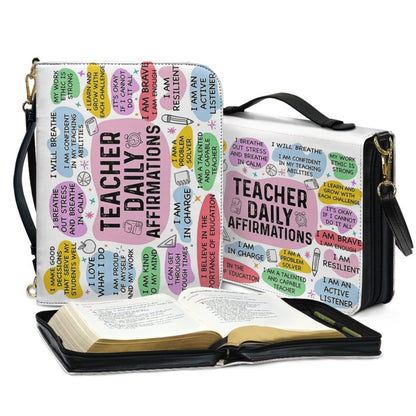 CHRISTIANARTBAG Bible Cover - Teacher Daily Affirmations - Personalized Bible Cover, CABBBCV09120824.