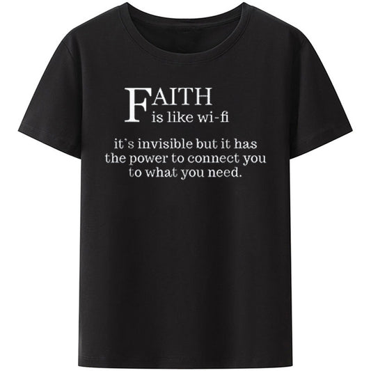 Christianartbag Funny T-Shirt, Faith Is Like Wi-Fi, Christian humor, Funny religious shirts, Unisex T-shirt. - Christian Art Bag