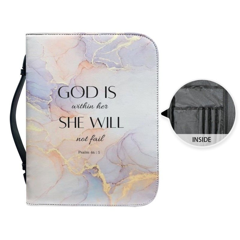 CHRISTIANARTBAG Bible Covers - Marble Bible Cover for Men White and Gold Bible Case for Women Girl with Handle and Zipper Bible Bag Journal Case Christian Gift - CABBBCV06310524