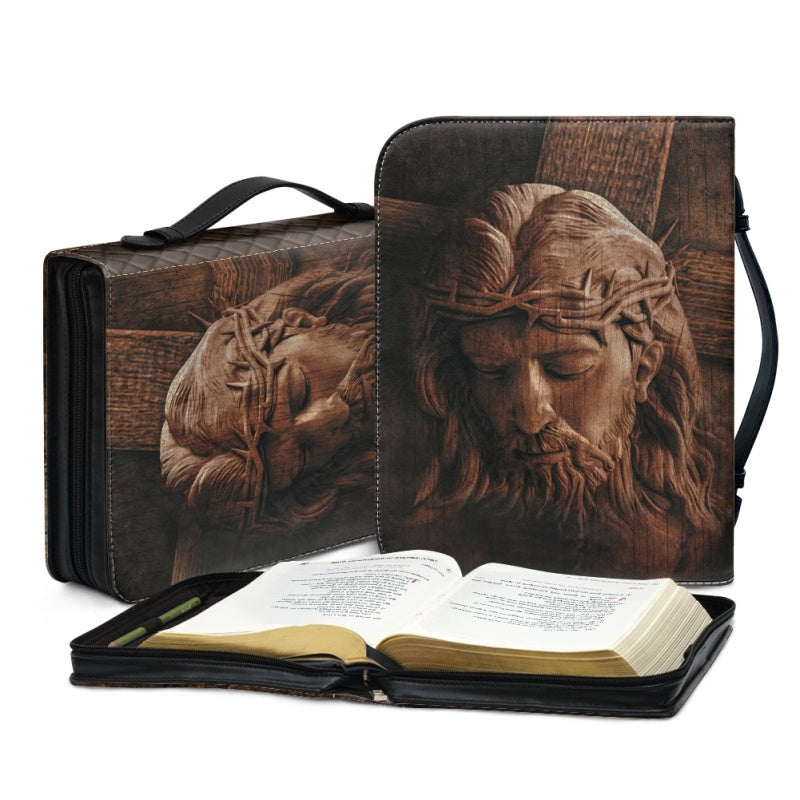 Christianartbag Bible Cover, Redeemer's Sacrifice Bible Cover with Personalized Name Option - Crown of Thorns Design, CAB01250224.