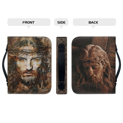 Christianartbag Bible Cover, Redeemer's Sacrifice Bible Cover with Personalized Name Option - Crown of Thorns Design, CAB01250224.