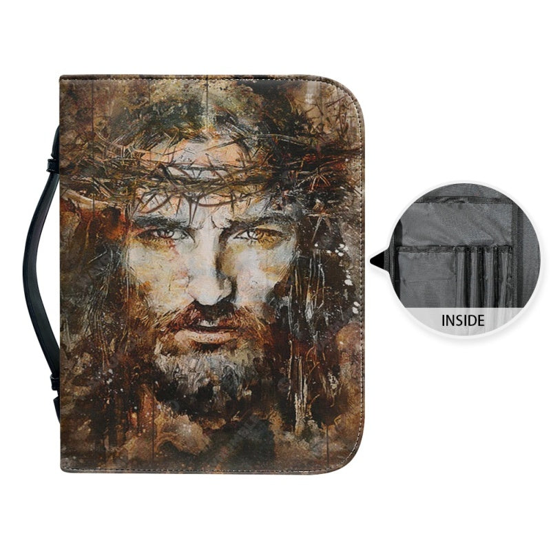 Christianartbag Bible Cover, Redeemer's Sacrifice Bible Cover with Personalized Name Option - Crown of Thorns Design, CAB01250224.