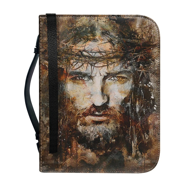 Christianartbag Bible Cover, Redeemer's Sacrifice Bible Cover with Personalized Name Option - Crown of Thorns Design, CAB01250224.