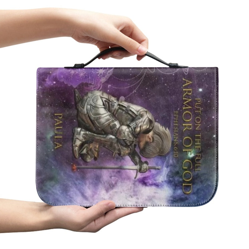 Christianartbag Bible Cover, Put On The Full Armor Of GOD Galaxies Bible Cover, Personalized Bible Cover, Galaxies Warrior Bible Cover, Christian Gifts, CAB01180124. - Christian Art Bag