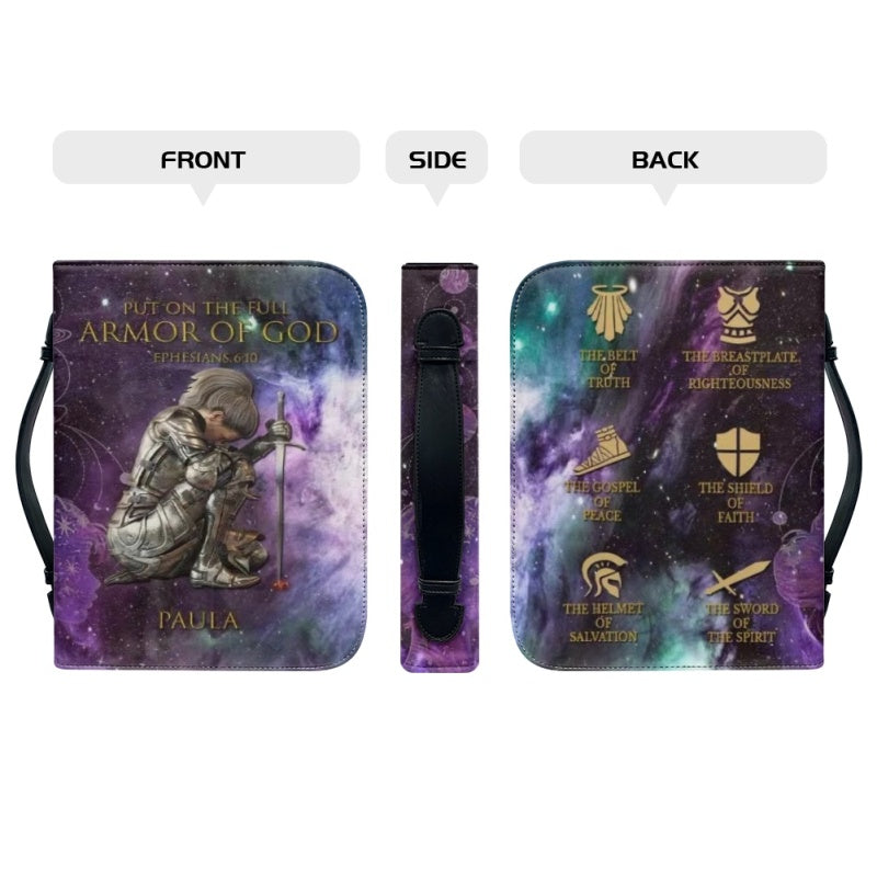 Christianartbag Bible Cover, Put On The Full Armor Of GOD Galaxies Bible Cover, Personalized Bible Cover, Galaxies Warrior Bible Cover, Christian Gifts, CAB01180124. - Christian Art Bag