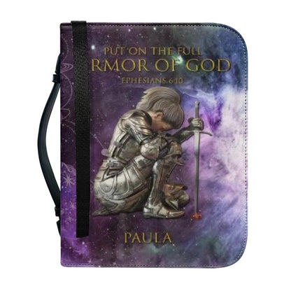 Christianartbag Bible Cover, Put On The Full Armor Of GOD Galaxies Bible Cover, Personalized Bible Cover, Galaxies Warrior Bible Cover, Christian Gifts, CAB01180124. - Christian Art Bag