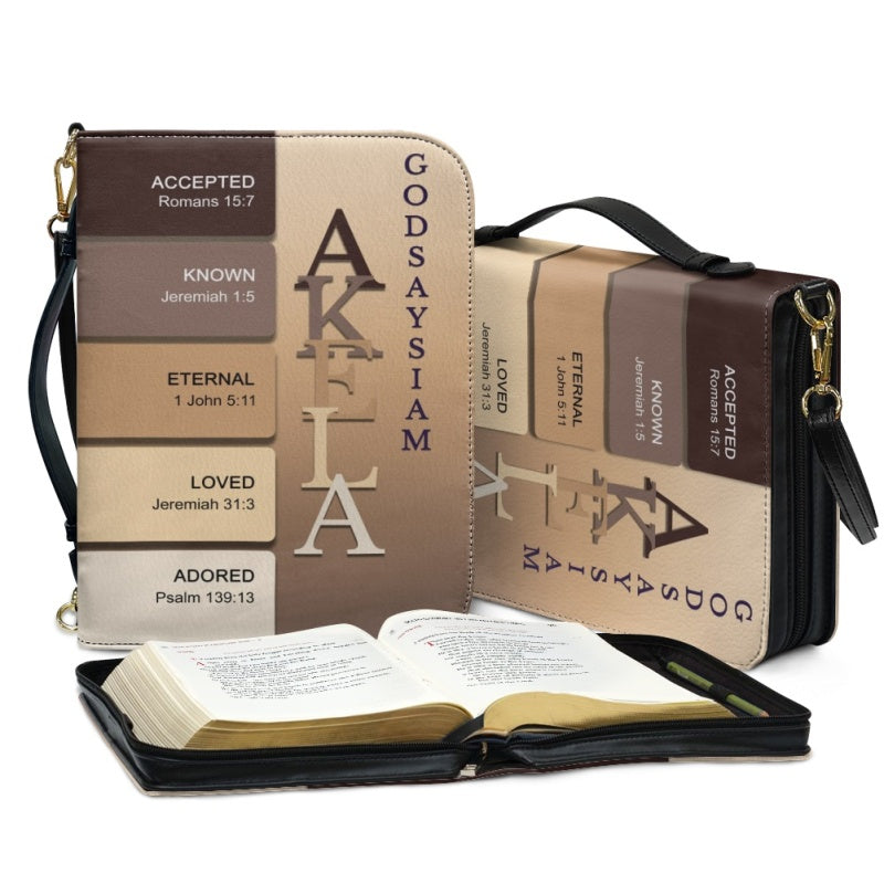 CHRISTIANARTBAG Bible Cover Gold Brown - Uncover the sacred meaning of your name - Personalized Bible Cover, CABBBCV16131124.