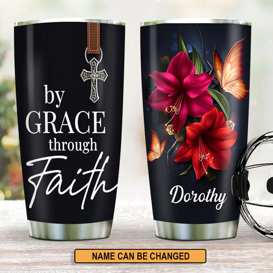 Christianartbag Drinkware, By Grace Through Faith, Personalized Mug, Tumbler, Personalized Gift. - Christian Art Bag