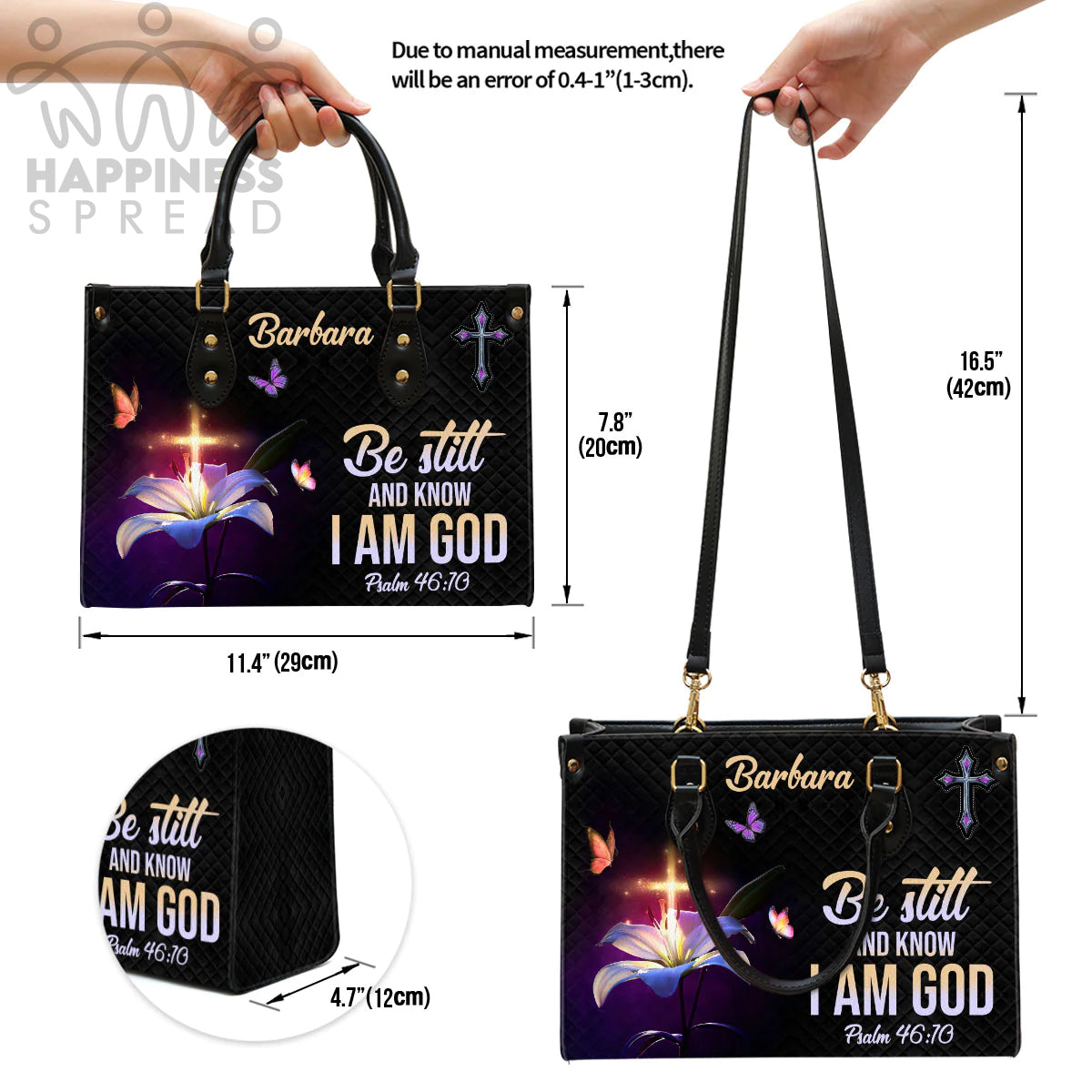 Christianart Handbag, Personalized Hand Bag, Be Still And Know That I Am God, Personalized Gifts, Gifts for Women. - Christian Art Bag