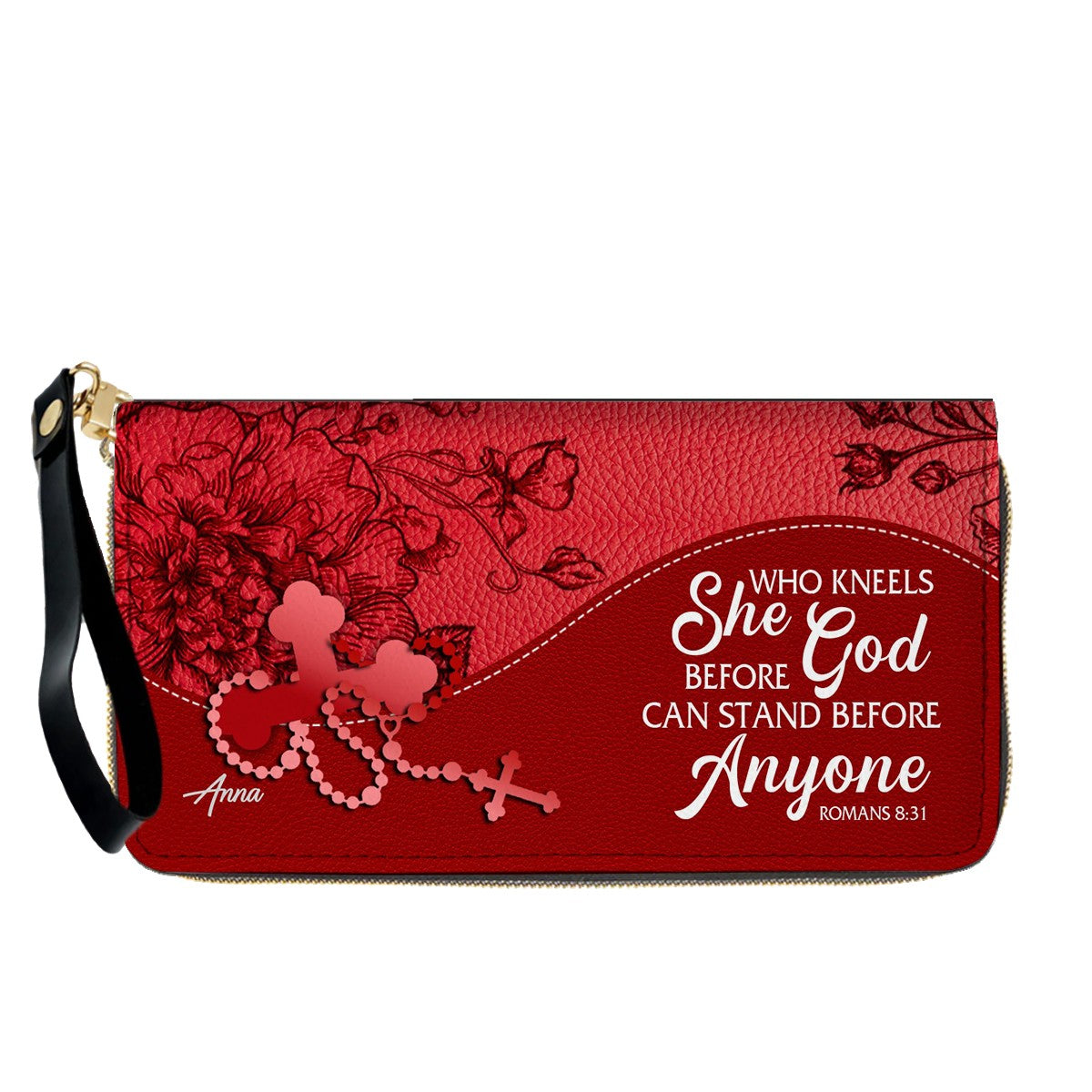 Personalized Christian Long Wallet for Women | Engraved Bible Verse & Name Wristlet Purse – CHRISTIANARTBAG