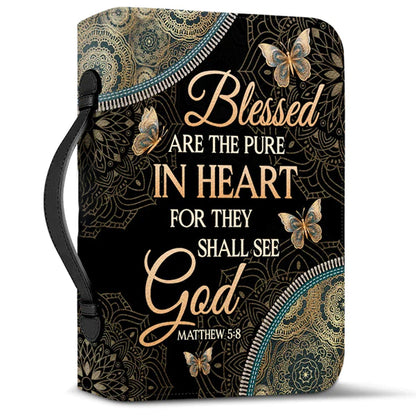 Christianart Bible Cover, Blessed Are The Pure In Heart For They Shall See God Matthew 5:8 Butterfly Mandala, Gifts For Women, Gifts For Men, Christmas Gift. - Christian Art Bag