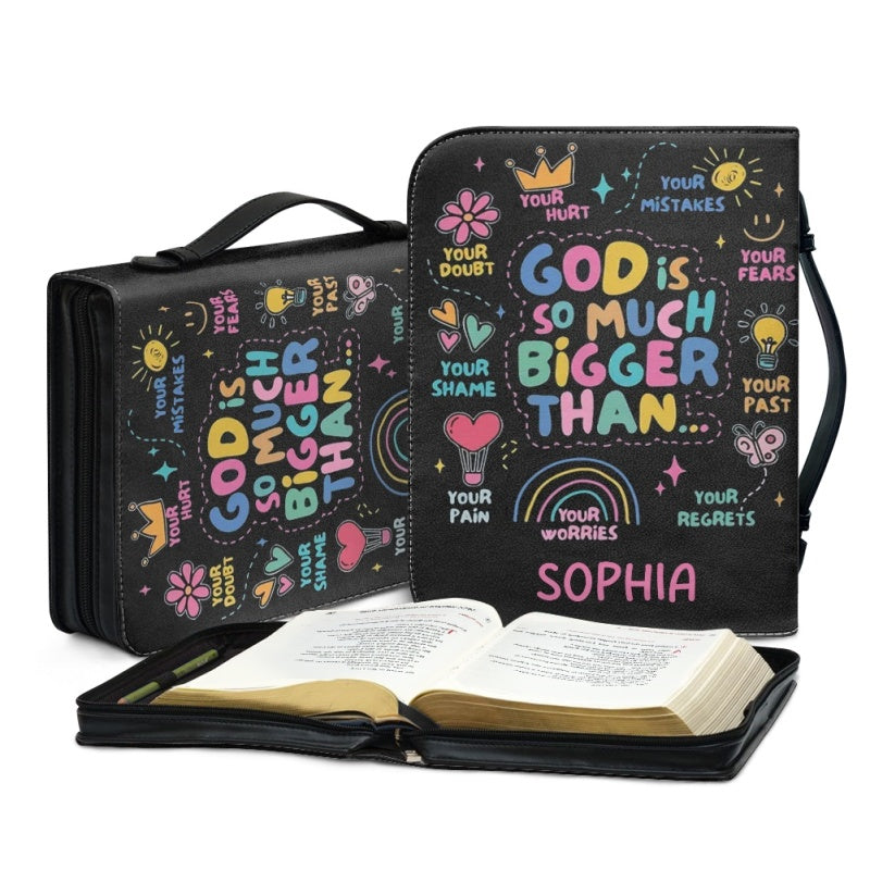 Christianartbag Bible Cover, GOD Is So Much Bigger Than Bible Cover, Personalized Bible Cover, Bible Cover For Children, Christian Gifts, CAB01060124. - Christian Art Bag