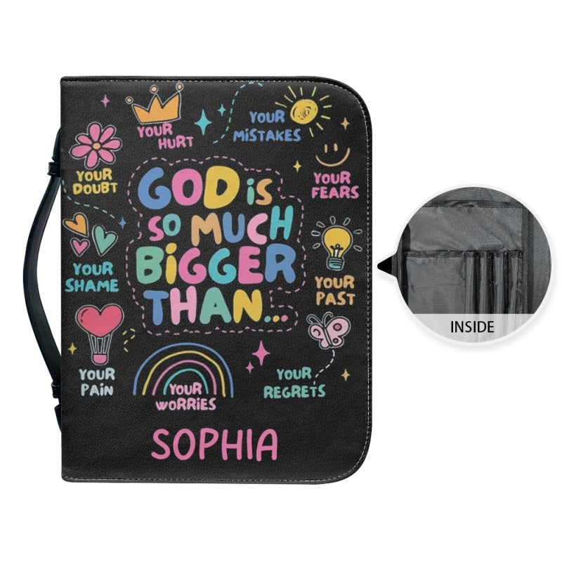 Christianartbag Bible Cover, GOD Is So Much Bigger Than Bible Cover, Personalized Bible Cover, Bible Cover For Children, Christian Gifts, CAB01060124. - Christian Art Bag