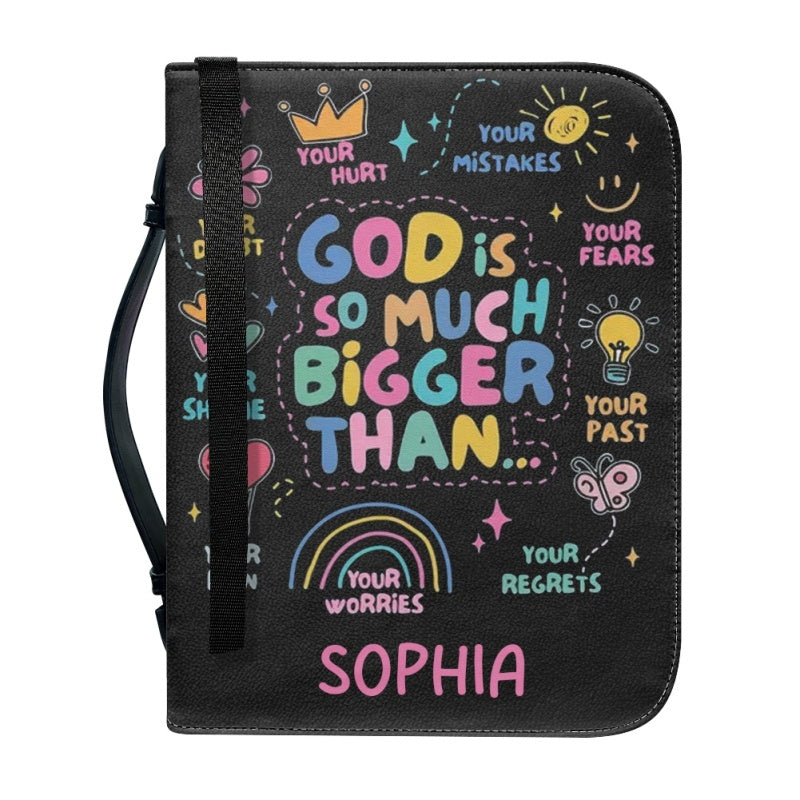 Christianartbag Bible Cover, GOD Is So Much Bigger Than Bible Cover, Personalized Bible Cover, Bible Cover For Children, Christian Gifts, CAB01060124. - Christian Art Bag