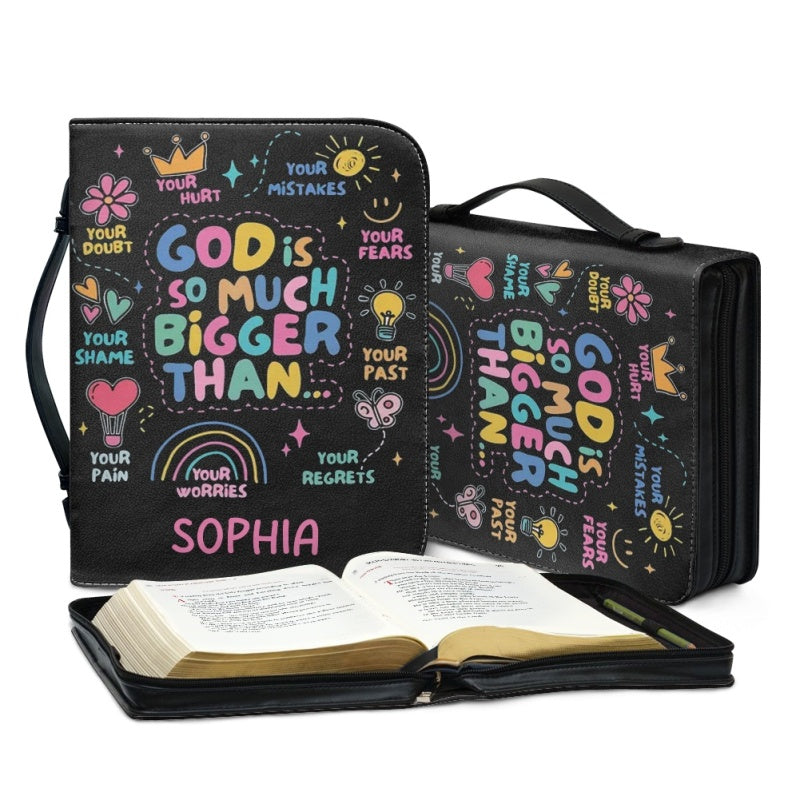 Christianartbag Bible Cover, GOD Is So Much Bigger Than Bible Cover, Personalized Bible Cover, Bible Cover For Children, Christian Gifts, CAB01060124. - Christian Art Bag