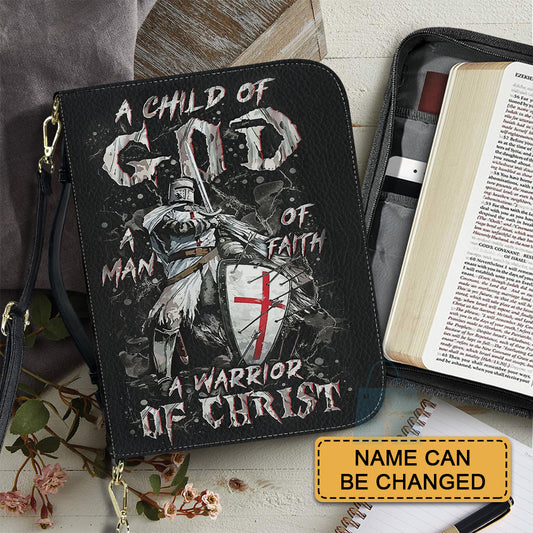 CHRISTIANARTBAG Bible Cover - A Child Of GOD A Man Of Faith A Warrior Of Christ - Armor of God Bible Cover - Personalized Bible Cover, CABBBCV0119924.